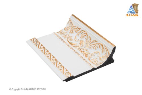 AD1480-W206 - کتیبه پرده 14سانت - کتیبه پرده14 سانت طرح سلطنتی - کتیبه پرده رنگ سفید طلایی - کتیبه پرده پی وی سی - کتیبه پرده مدرن -