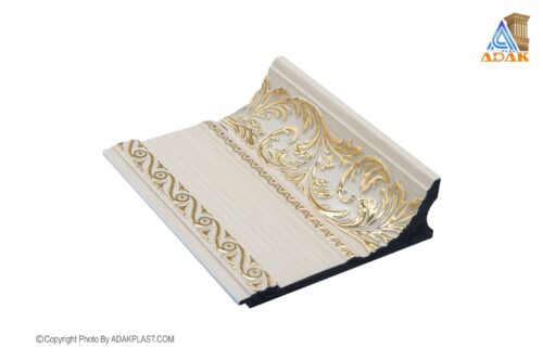 AD1480-W409T - کتیبه پرده 14سانت - کتیبه پرده14 سانت طرح سلطنتی - کتیبه پرده رنگ کرم طلایی - کتیبه پرده پی وی سی - کتیبه پرده مدرن -