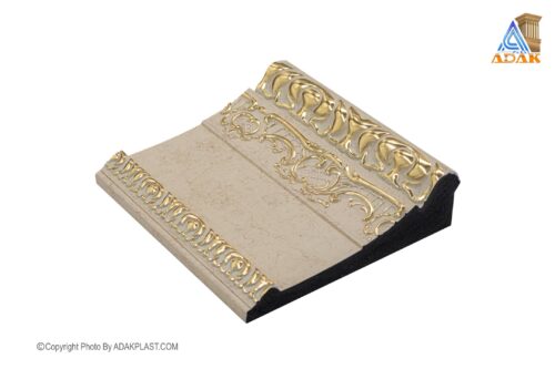 AD1505-709T - کتیبه پرده 15سانت - کتیبه پرده15 سانت طرح سلطنتی - کتیبه پرده رنگ کرم طلایی- کتیبه پرده پی وی سی - کتیبه پرده مدرن -