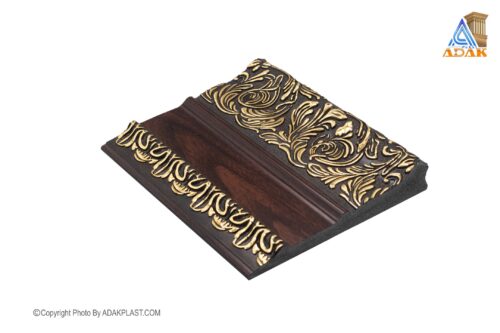 AD1580-31601 - کتیبه پرده 15سانت - کتیبه پرده15 سانت طرح سلطنتی - کتیبه پرده رنگ قهوه ای روشن طلایی - کتیبه پرده پی وی سی - کتیبه پرده مدرن -