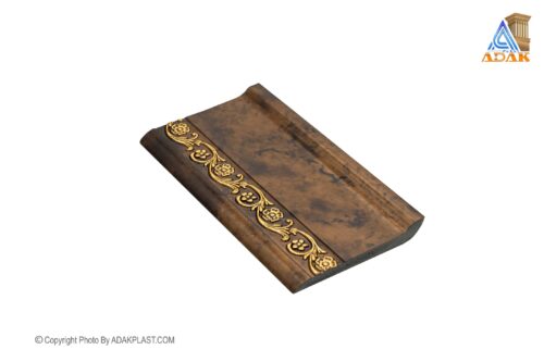 AD870-18206G - قرنیز8 سانت - قرنیز 8 سانت سلطنتی - قرنیز رنگ قهوه ای شکلاتی طلایی - قرنیز سلطنتی رنگ قهوه ای - قرنیز پی وی سی - قرنیز مدرن - قرنیز لبه دار -