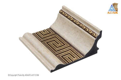 AD1650-05230-V - کتیبه پرده 16سانت - کتیبه پرده16 سانت طرح سلطنتی ورساچ - کتیبه پرده رنگ کرم قهوه ای تیره - کتیبه پرده پی وی سی - کتیبه پرده مدرن -