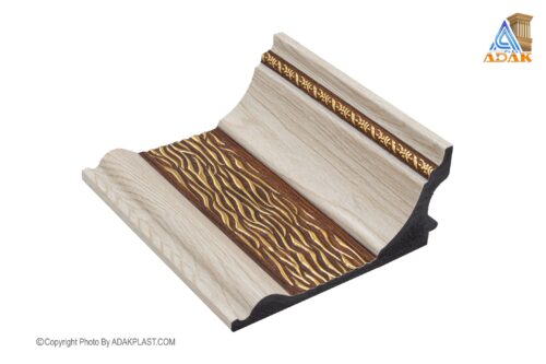 AD1650-1293 - کتیبه پرده 16سانت - کتیبه پرده16 سانت طرح سلطنتی موج - کتیبه پرده رنگ کرم قهوه ای - کتیبه پرده پی وی سی - کتیبه پرده مدرن -