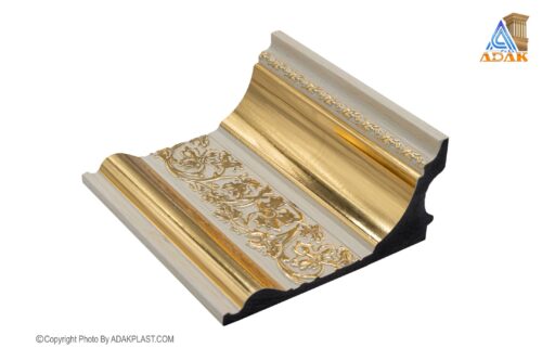 AD1650-409-FT - کتیبه پرده 16سانت - کتیبه پرده16 سانت طرح سلطنتی گل - کتیبه پرده رنگ کرم طلایی - کتیبه پرده پی وی سی - کتیبه پرده مدرن -